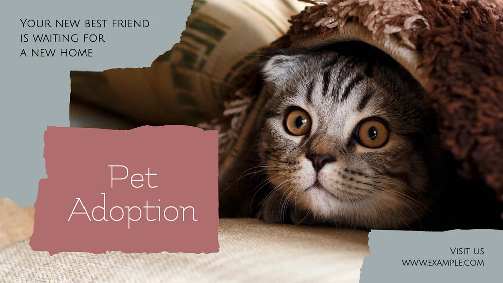 Pet adoption blog banner template, editable text