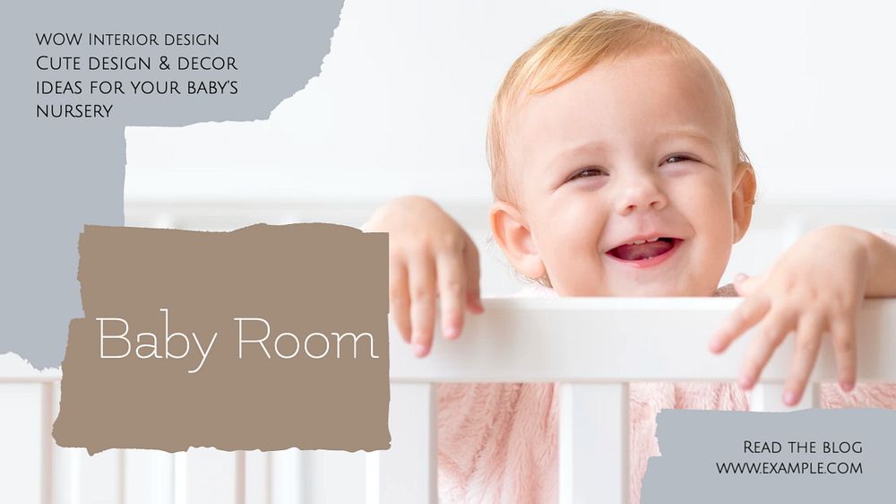 Baby room blog banner template, editable text