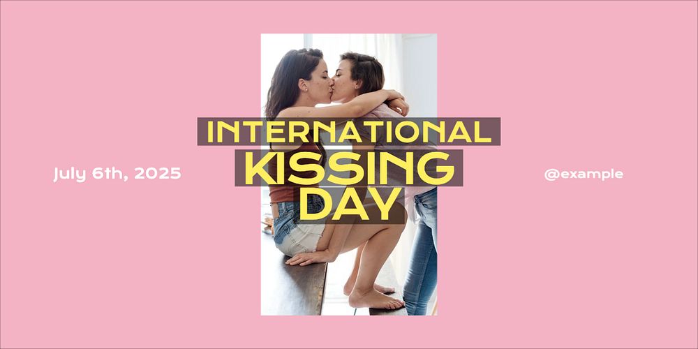 International kissing day Twitter post template, editable text