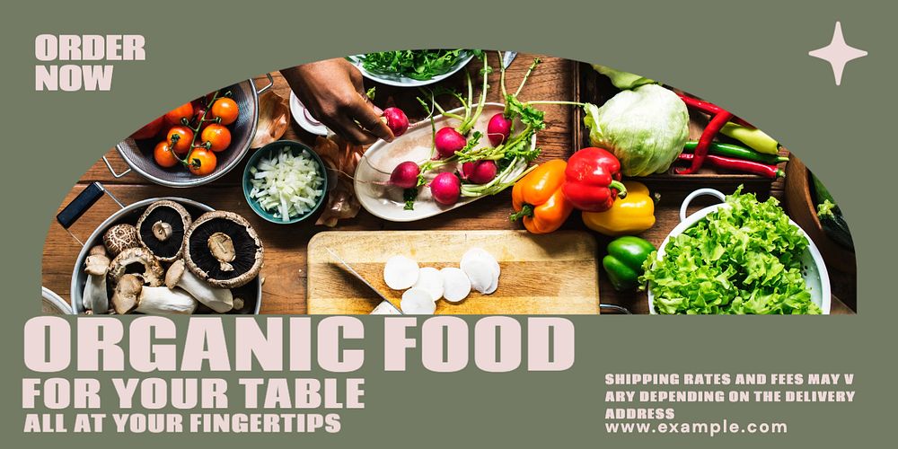 Organic food Twitter post template, editable text