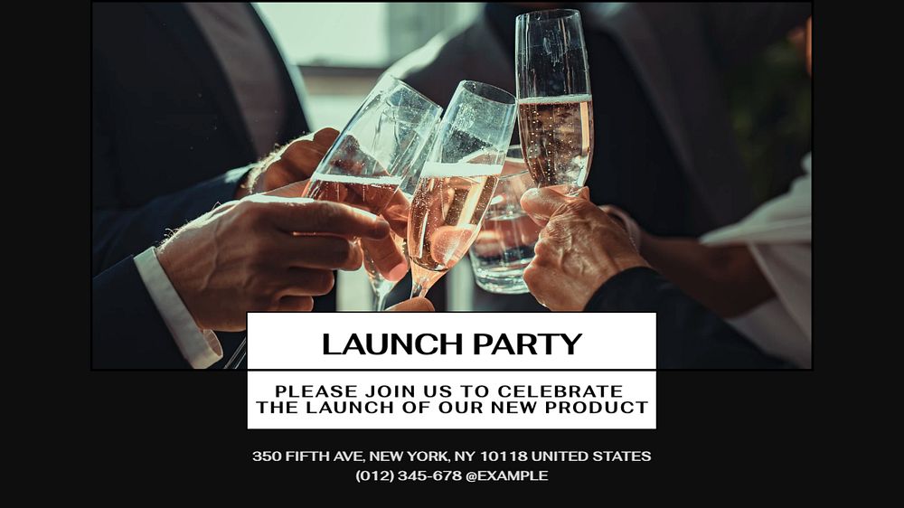 Launch party blog banner template, editable text