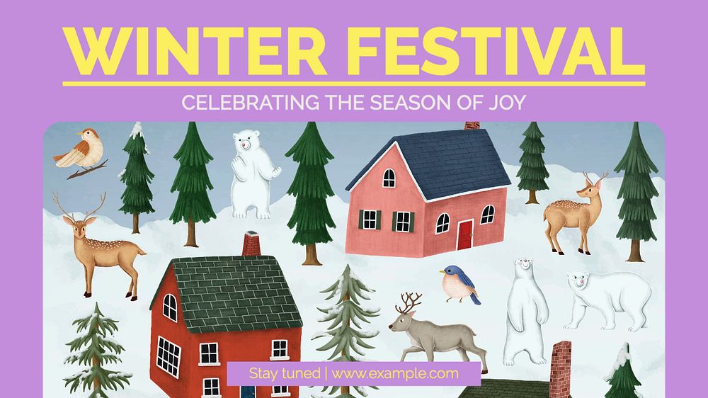 Winter festival blog banner template, editable text