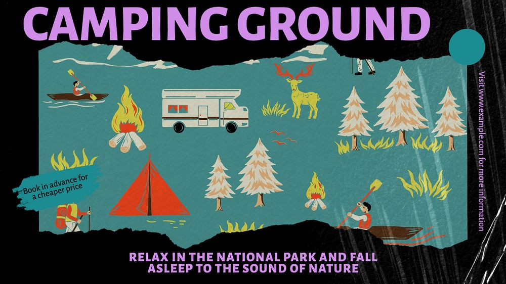 Camping ground blog banner template, editable design