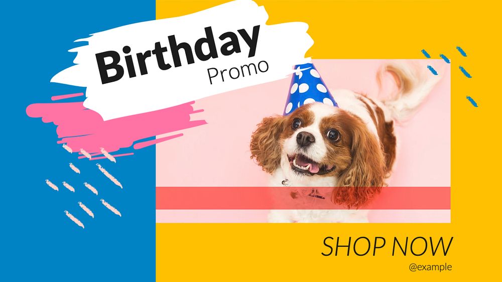 Birthday promo blog banner template, editable text