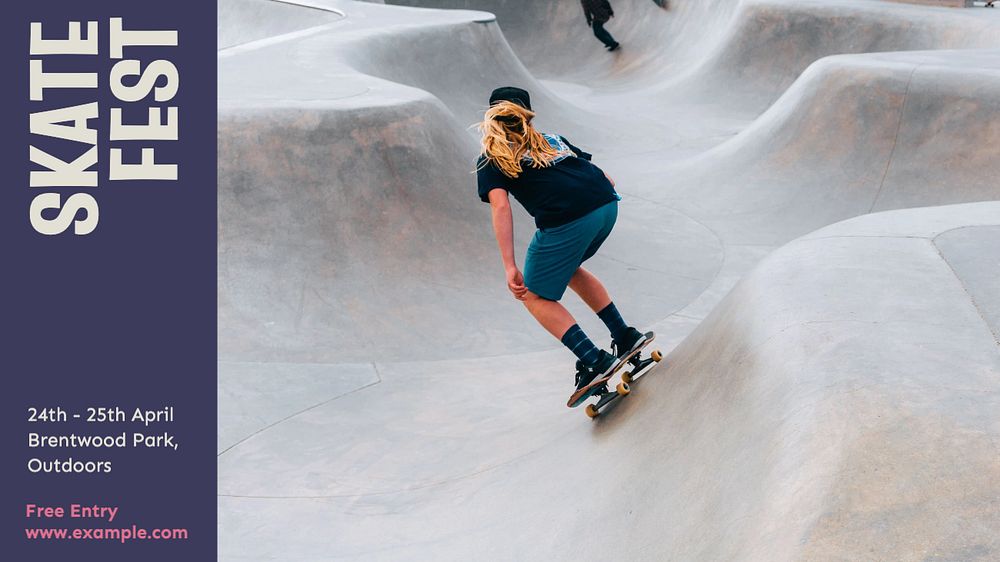 Skate fest blog banner template, editable text