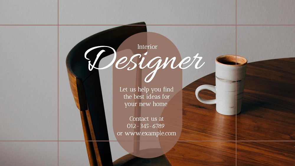 Interior designer blog banner template, editable text