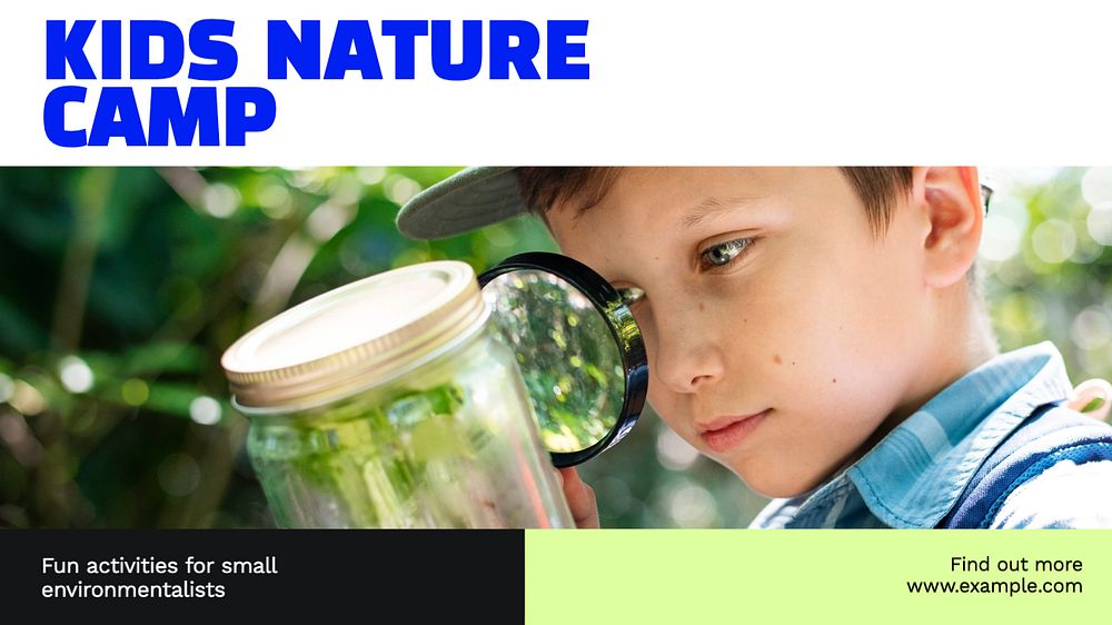 Kids nature camp  blog banner template, editable text