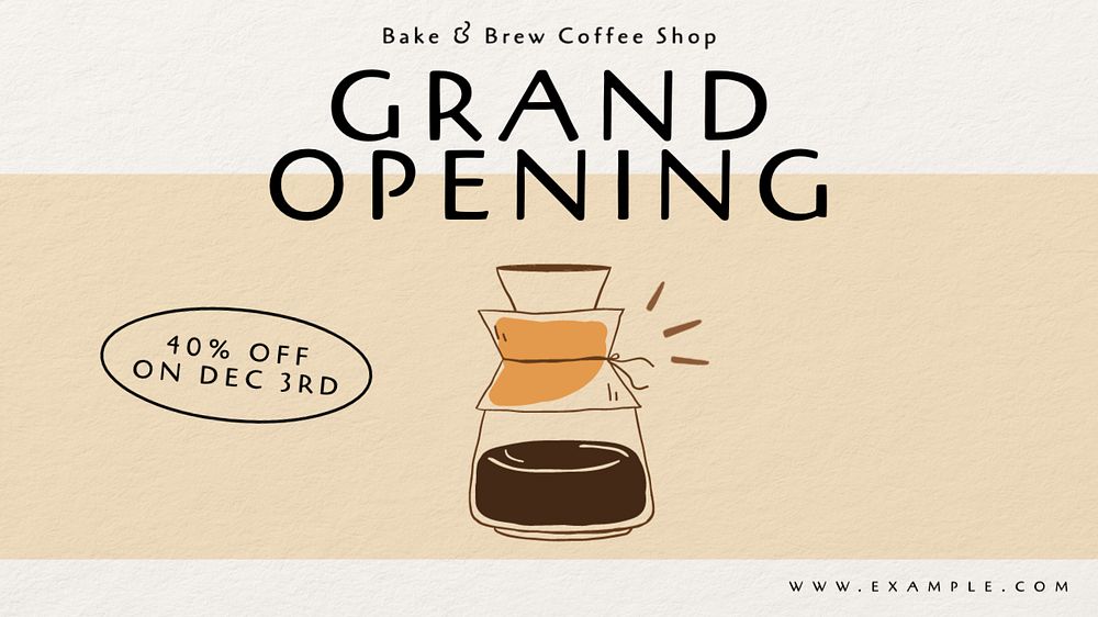 Grand opening blog banner template, editable text