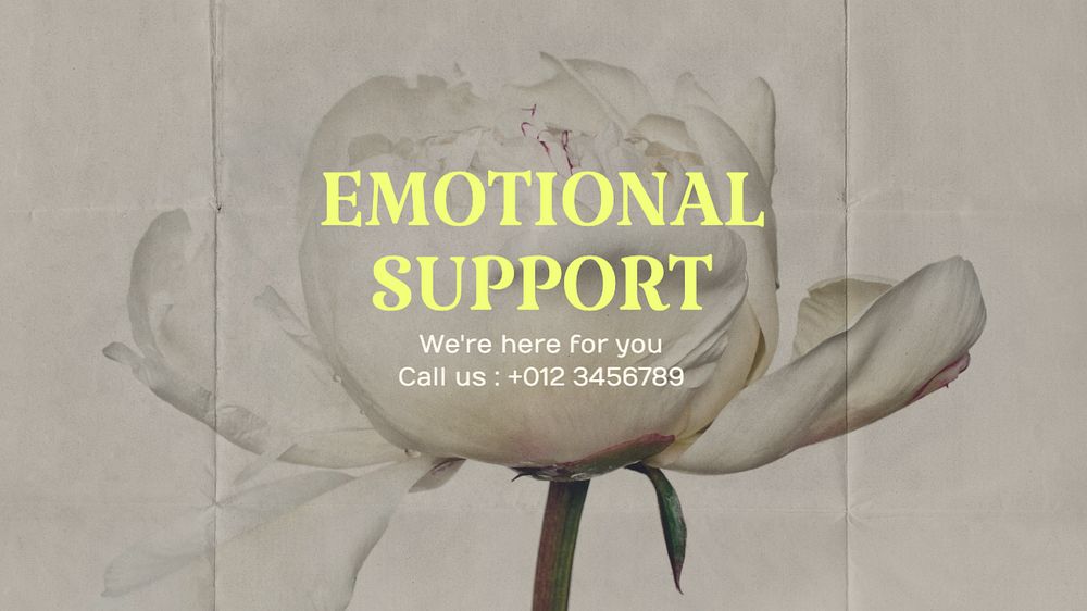 Emotional support blog banner template, editable text