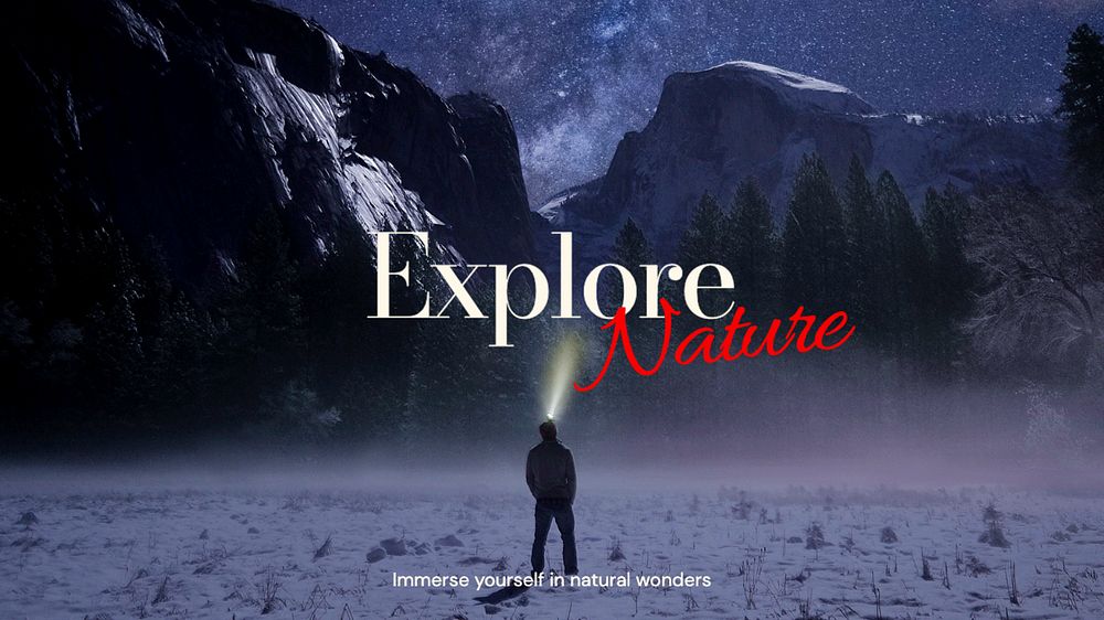 Explore nature blog banner template, editable text