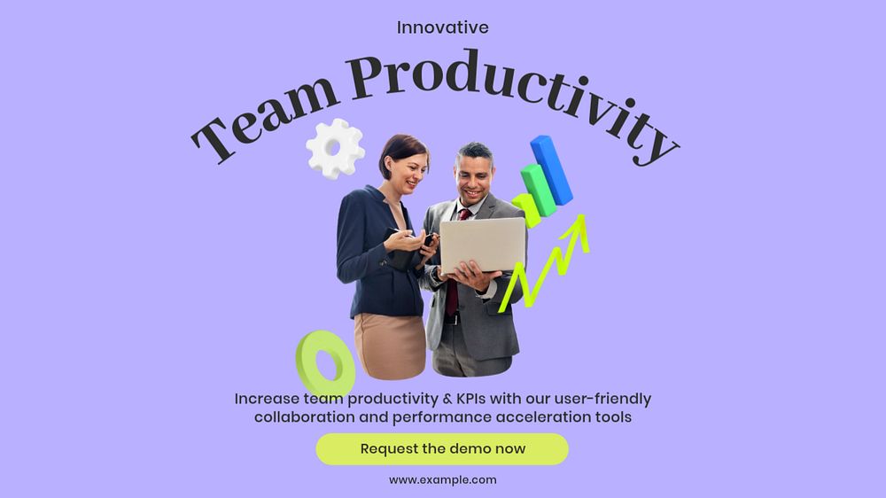 Team productivity blog banner template, customizable design