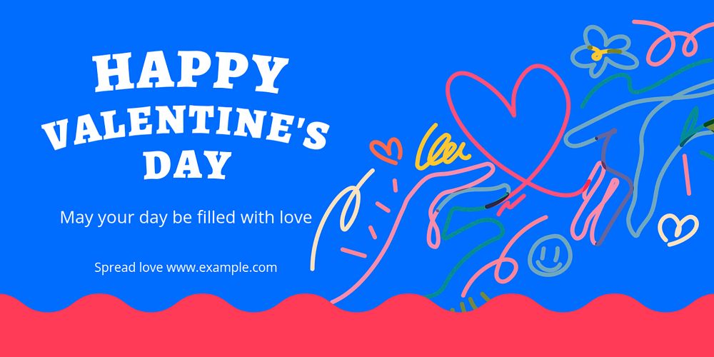 Happy Valentine's Day Twitter ad template, editable text & design