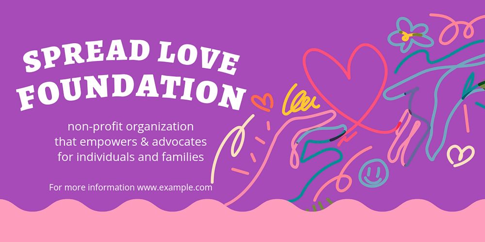 Spread love foundation Twitter ad template, editable text & design