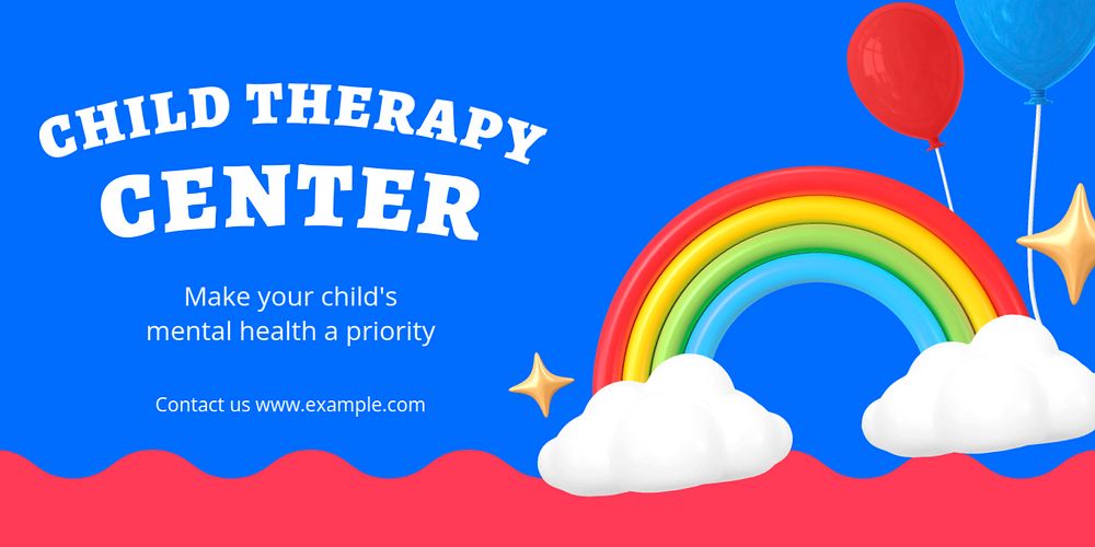 Child therapy center Twitter ad template, editable text & design