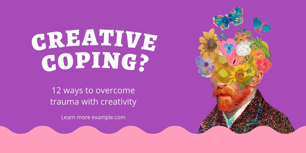 Creative coping blog Twitter ad template, editable text & design