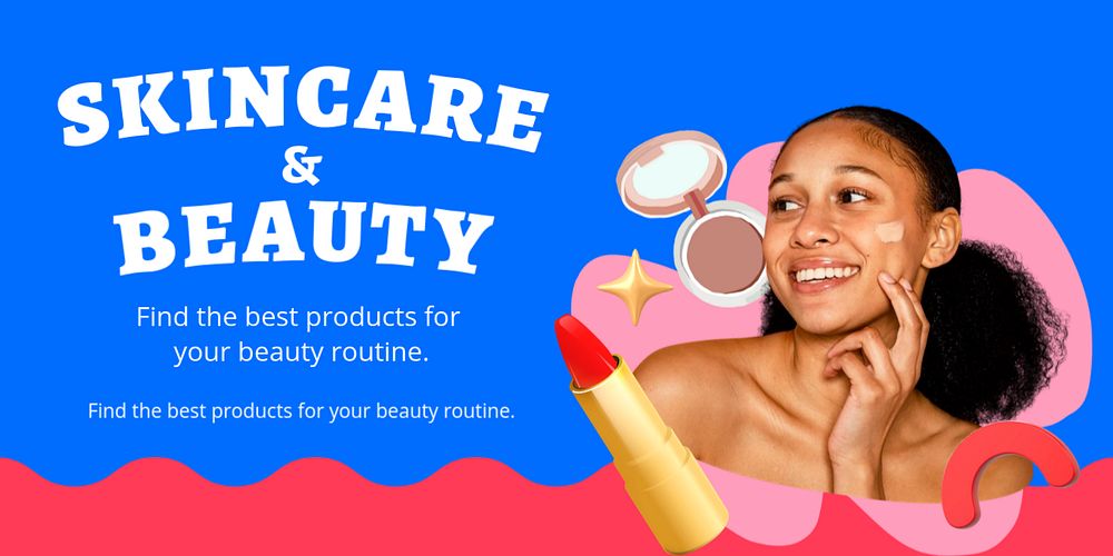 Skincare and beauty Twitter ad template, editable text & design