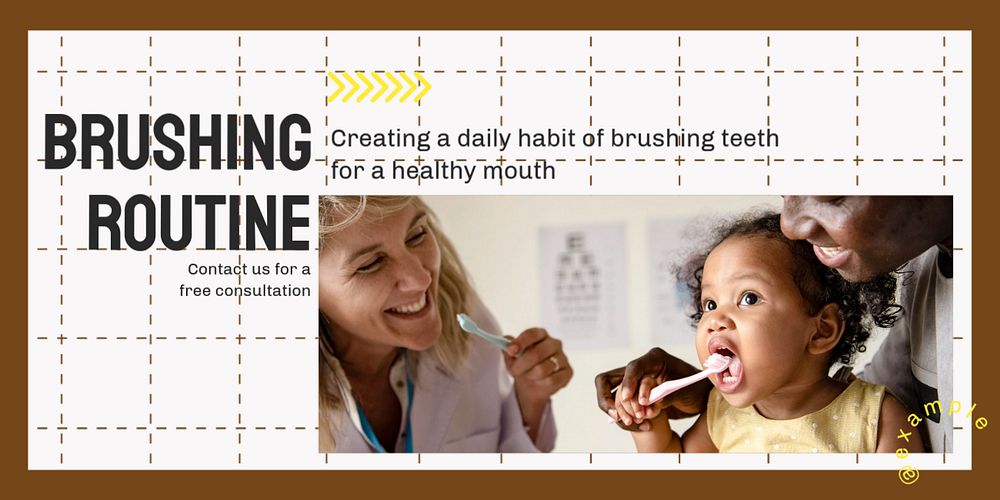 Brushing routine Twitter post template, editable text