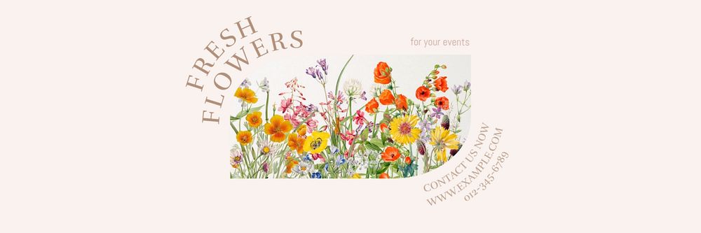 Fresh flower email header template, editable design