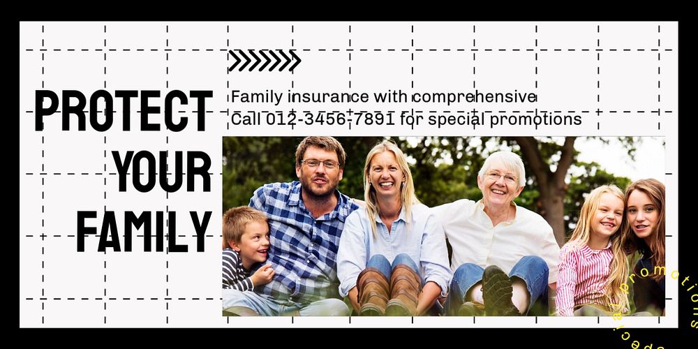 Family insurance Twitter post template, editable text