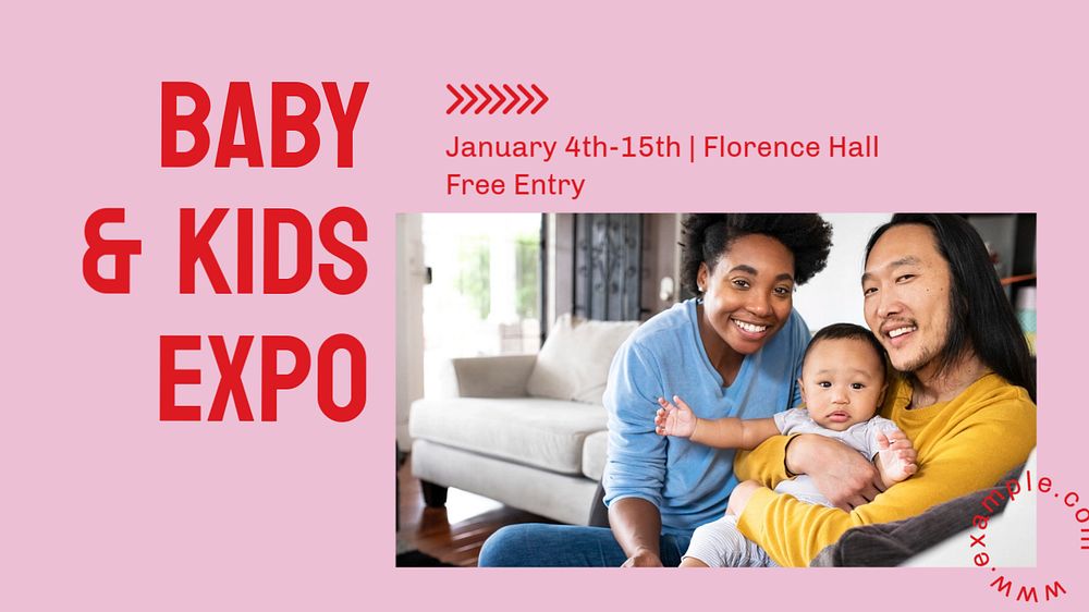 Kids & baby expo blog banner template, editable design