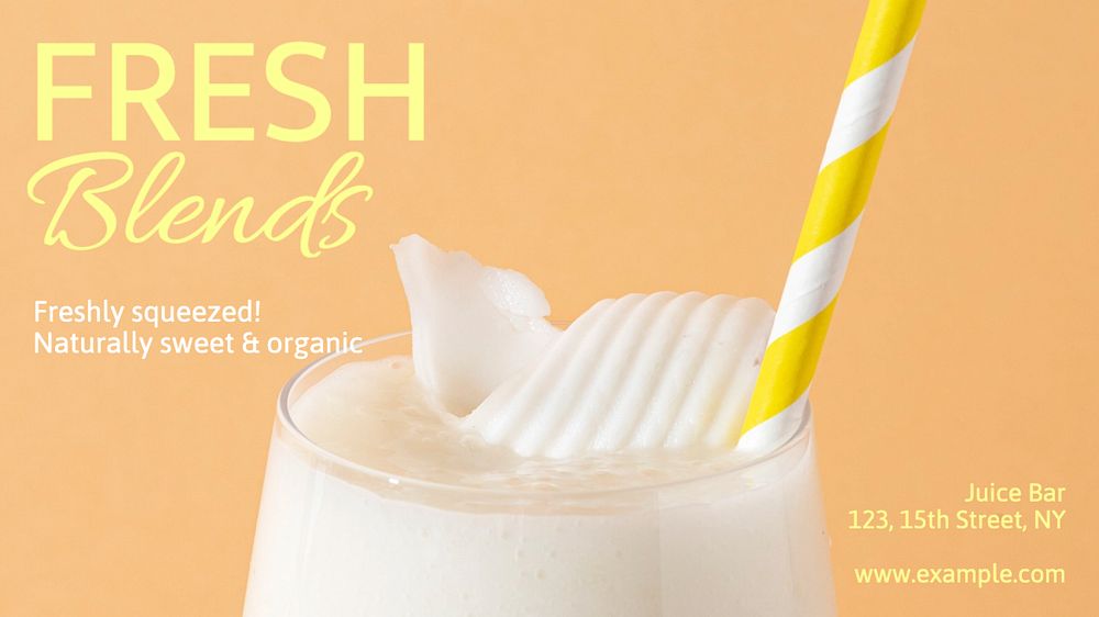 Fresh fruit blends  blog banner template, editable text