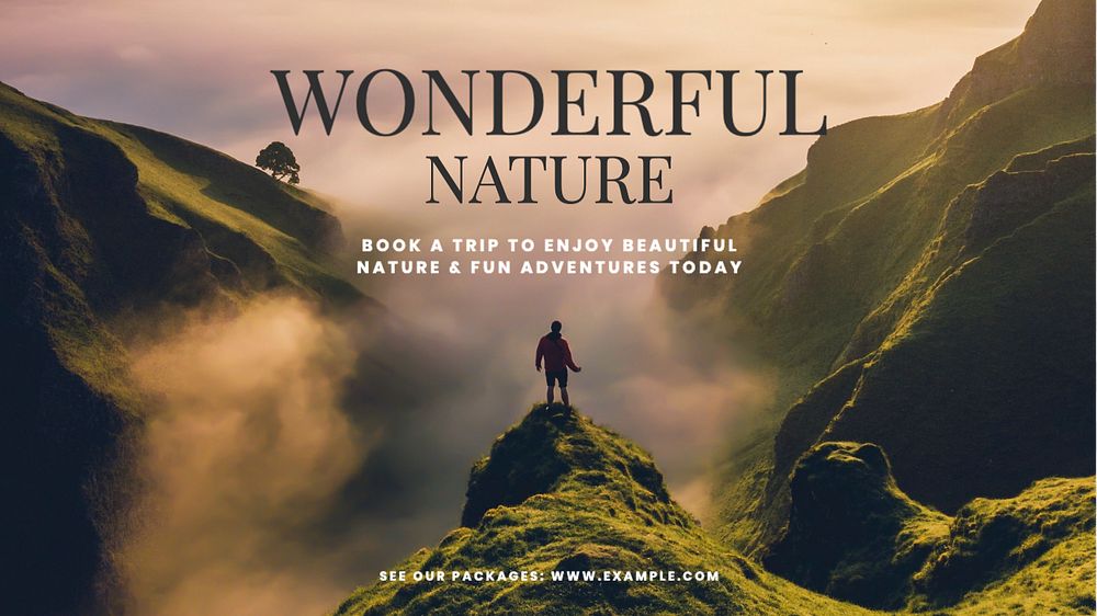 Nature adventure  blog banner template, editable text