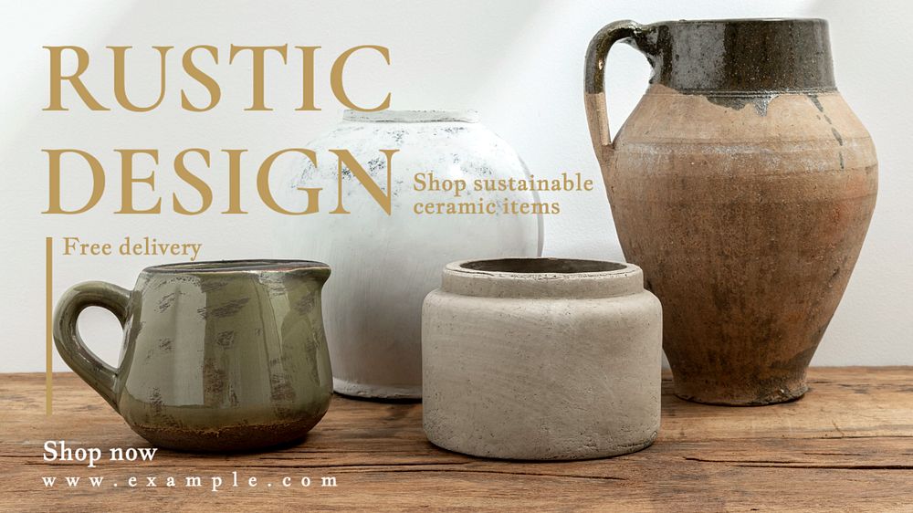 Rustic furniture blog banner template, editable text