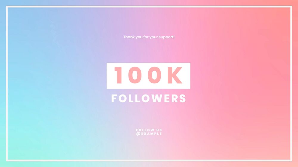 100k followers blog banner template, editable text