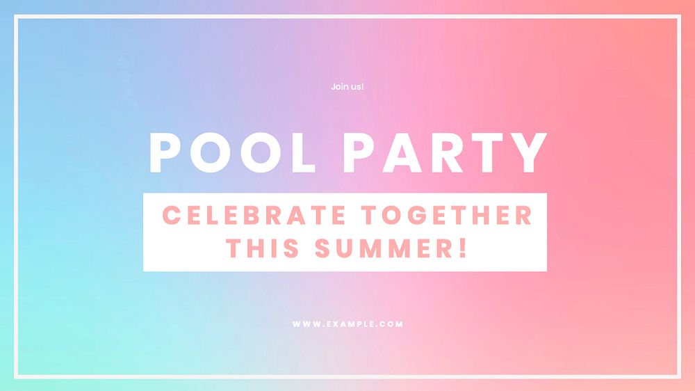 Pool party blog banner template, editable text