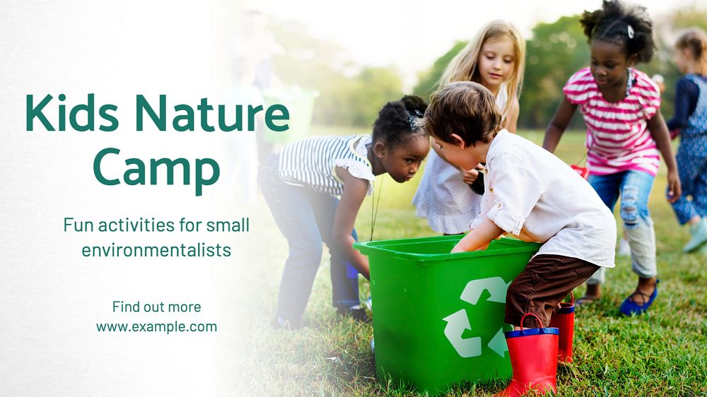 Kids nature camp blog banner template, editable text