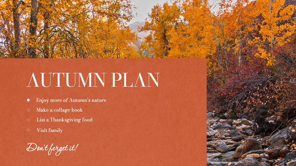 Autumn plan  blog banner template, editable text