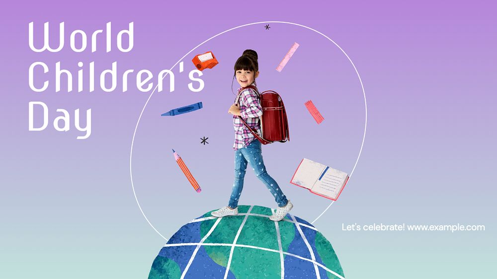 Children's day blog banner template, editable text