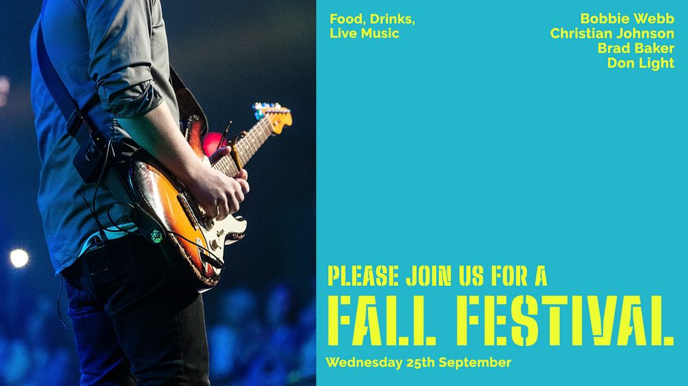 Fall music festival Facebook cover template, editable design