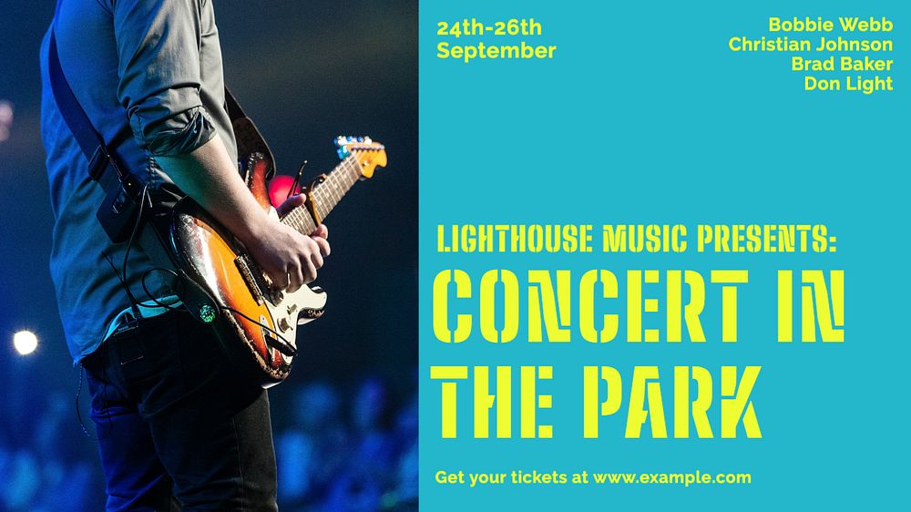 Park concert blog banner template, editable text