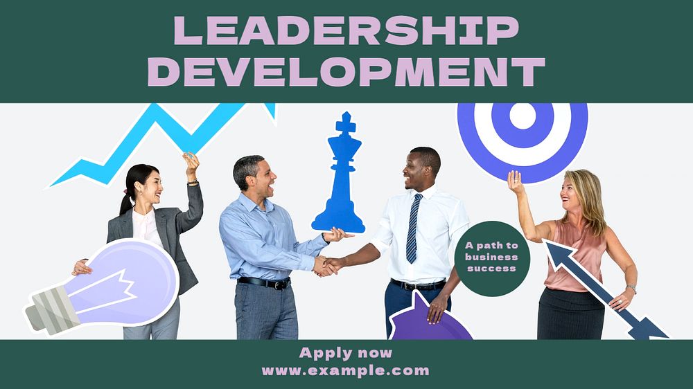 Leadership development blog banner template, editable text