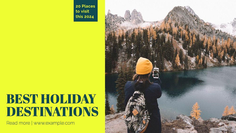 Best holiday destinations blog banner template, editable text