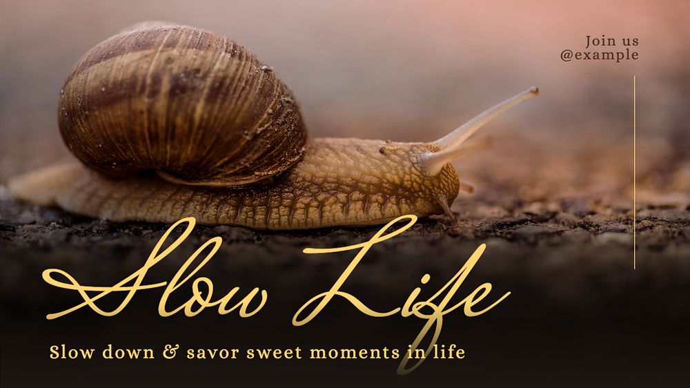 Slow life blog banner template, editable text