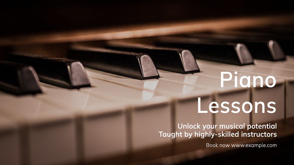 Piano lessons blog banner template, editable text