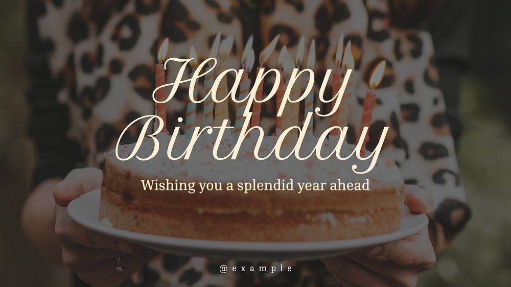 Happy birthday blog banner template, editable text