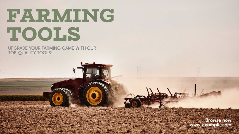 Farming tools blog banner template, editable text