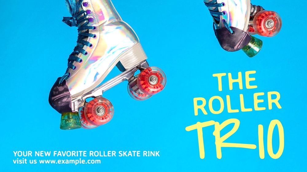 Roller skate rink blog banner template, editable text