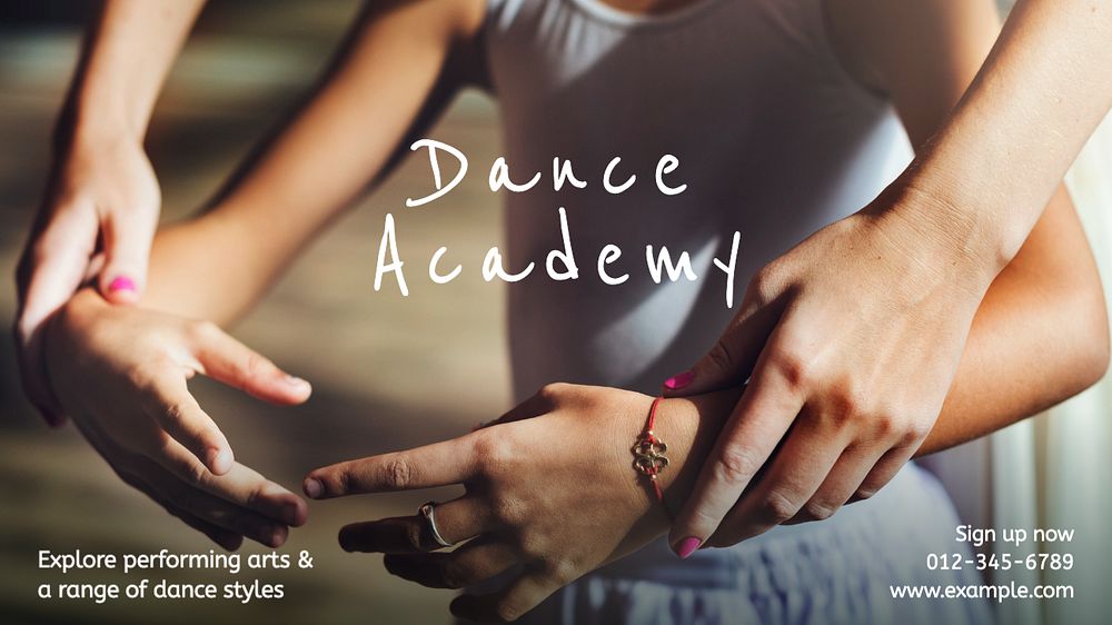 Dance academy blog banner template, editable text