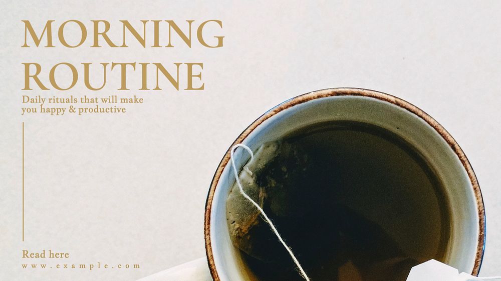 Morning routine blog banner template, editable text