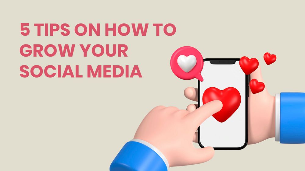 Grow social media presentation template, editable 3D design