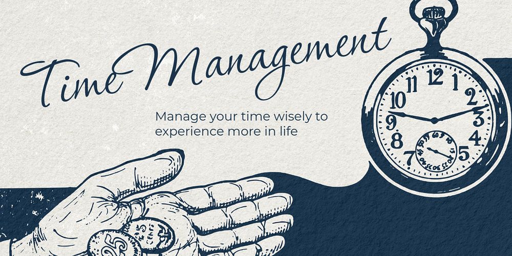 Time management, Twitter header template, editable business design