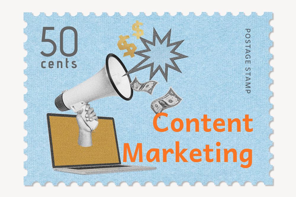 Content marketing postage stamp remix, editable design