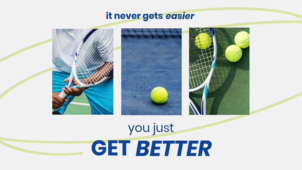 Motivational sports blog banner template, tennis photo