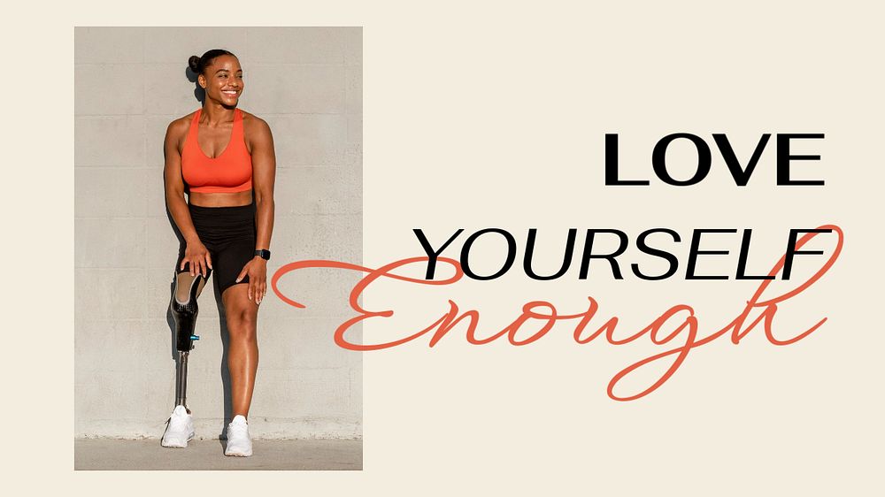 Love yourself blog banner template, sports wellness aesthetic