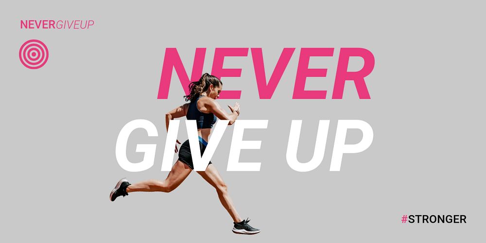 Running woman Twitter ad template, sports quote