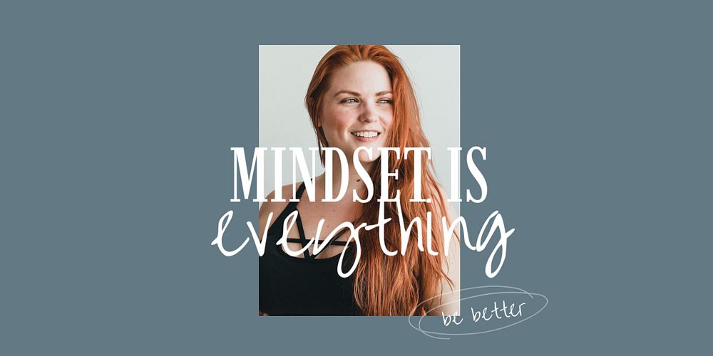 Wellness aesthetic Twitter ad template, mindset is everything quote